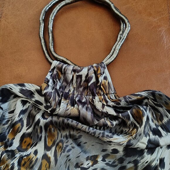 Rachael G. Satin Animal Print Summer Dress, Size M - Picture 12 of 14